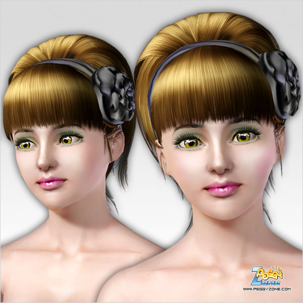 Retro haircut with head band ID 000003 by Peggy Zone for Sims 3