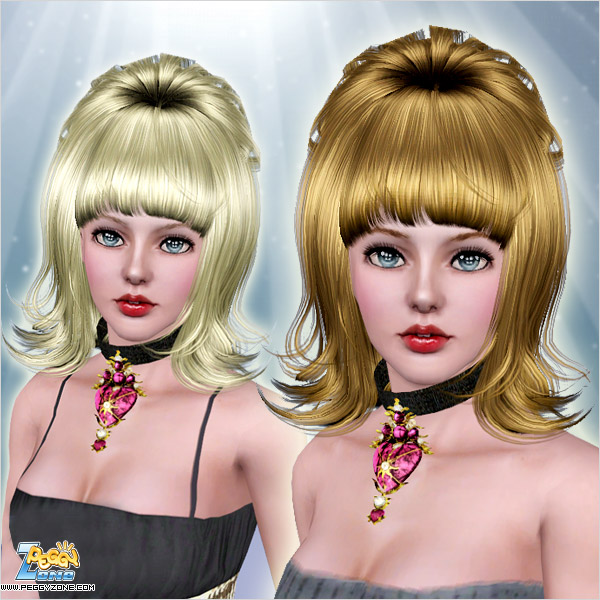 High volume with bangs hairstyle ID 000035 by Peggy Zone for Sims 3
