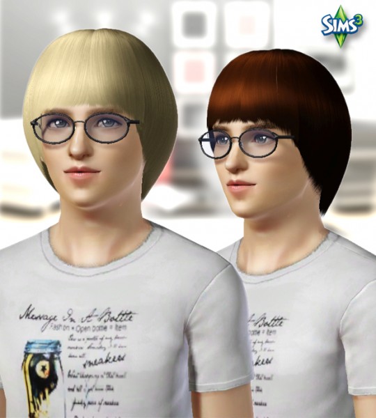 Bob with bangs for boys   Conversion hair 26 by Raonjena for Sims 3