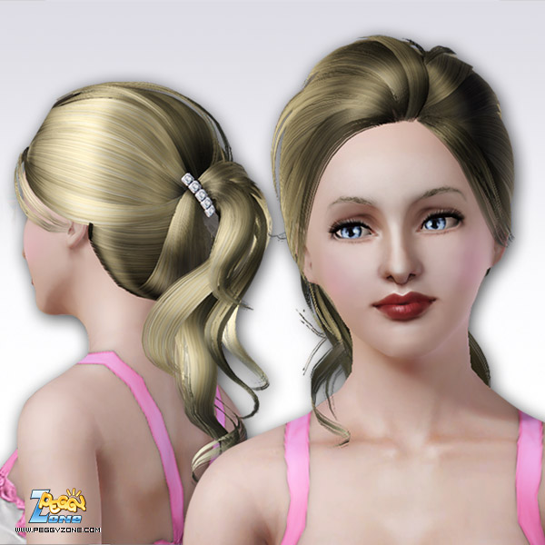Ponytail with rhinestones hairclip ID 60 by Peggy Zone for Sims 3