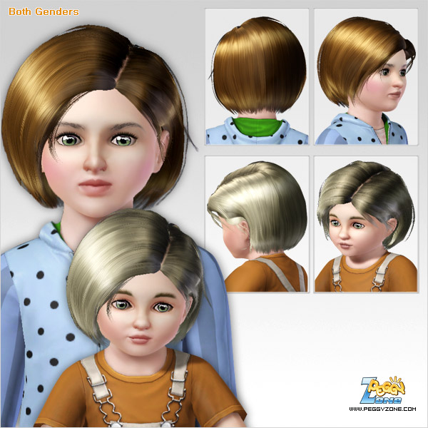 Glossy bob hairstyle ID 375 by Peggy Zone for Sims 3