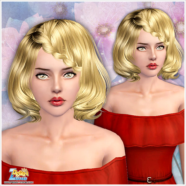 Wavy bob with braided side bangs for Sims 3