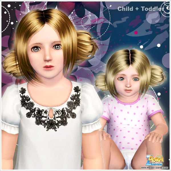 Double knot behind the ears hairstyle ID 834 by Peggy Zone for Sims 3