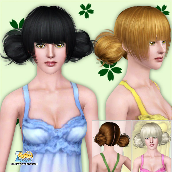 Spike double bun ID 322 by Peggy Zone for Sims 3