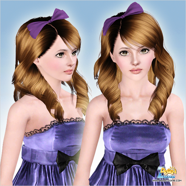  Hair twists with bow ID 752 by Peggy Zone for Sims 3