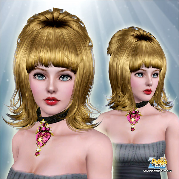 High volume with bangs hairstyle ID 000035 by Peggy Zone for Sims 3