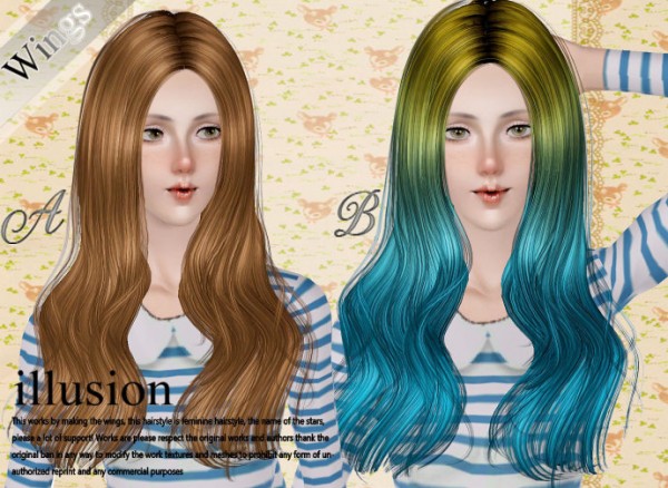 Smooth and straight hair  Illusion by Wings for Sims 3