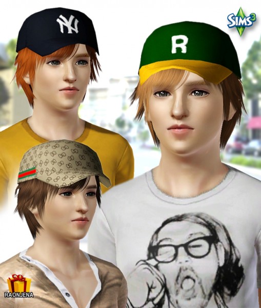 Baseball cap hairstyle   Conversion hair 24 by Raonjena for Sims 3