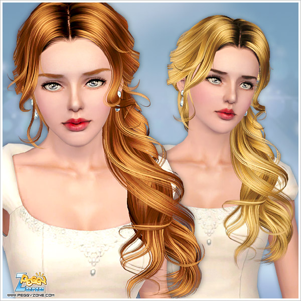 Wavy side ponytail ID 000047 by Peggy Zone for Sims 3