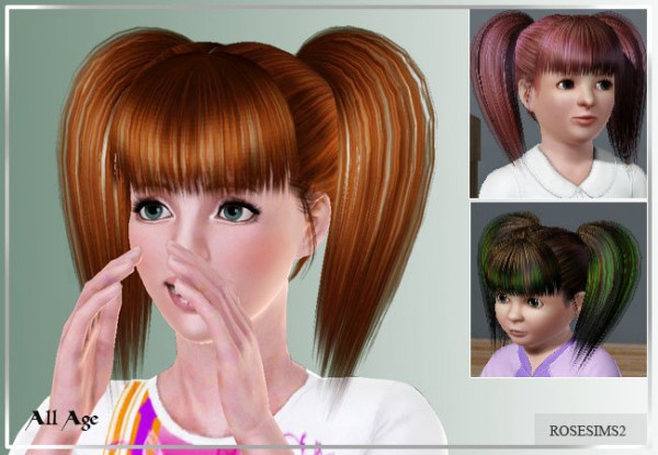 Two dimensional ponytail with bangs by Rose Sims for Sims 3
