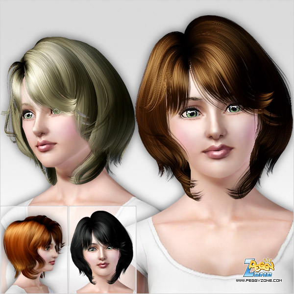 Looped bob haistyle with bangs hairstyle ID 86 by Peggy Zone for Sims 3
