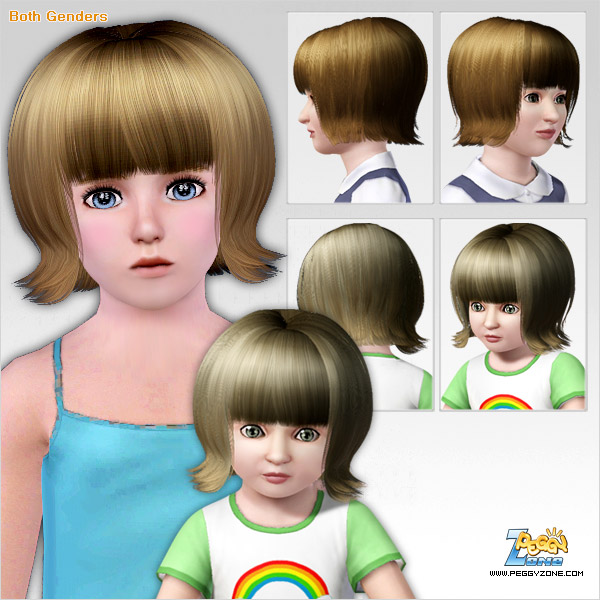 Straighyt bob with bangs hairstyle ID 380 by Peggy Zone for Sims 3