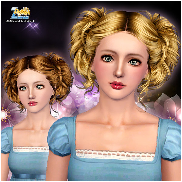 Two wavy ponytail hairstyle ID 821 by Peggy Zone for Sims 3