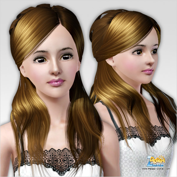  Half up half down hairstyle ID 000004 by Peggy Zone for Sims 3