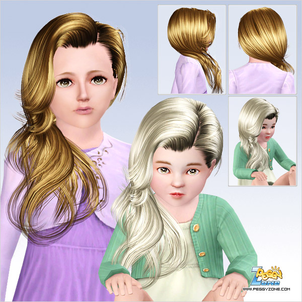 Side curly hairstyle ID 000036 by Peggy Zone for Sims 3