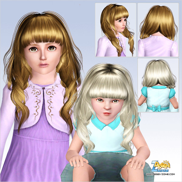 Double super long ponytail hairstyle ID 692 by Peggy Zone for Sims 3