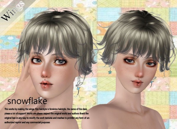 Cute highlight hairstyle   Snowflake by Wings for Sims 3
