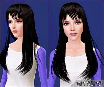 Glosy straight hair with bangs   Flora Hair 036 by XM Sims for Sims 3