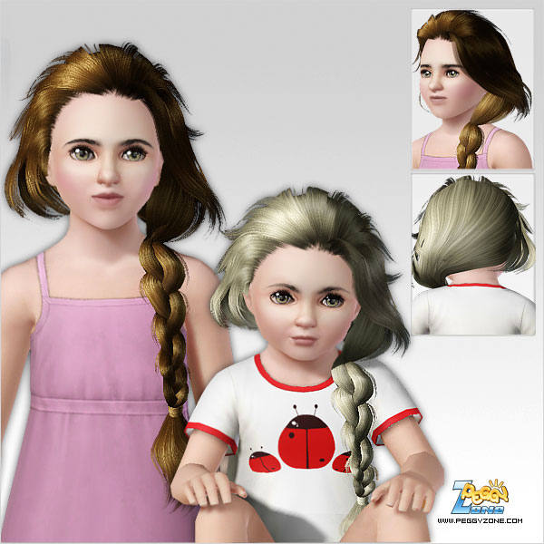 Tousled braid hairstyle ID 583 by Peggy Zone for Sims 3