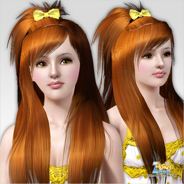 Stem on top of the head with bow hairstyle ID 201 by Peggy Zone for Sims 3