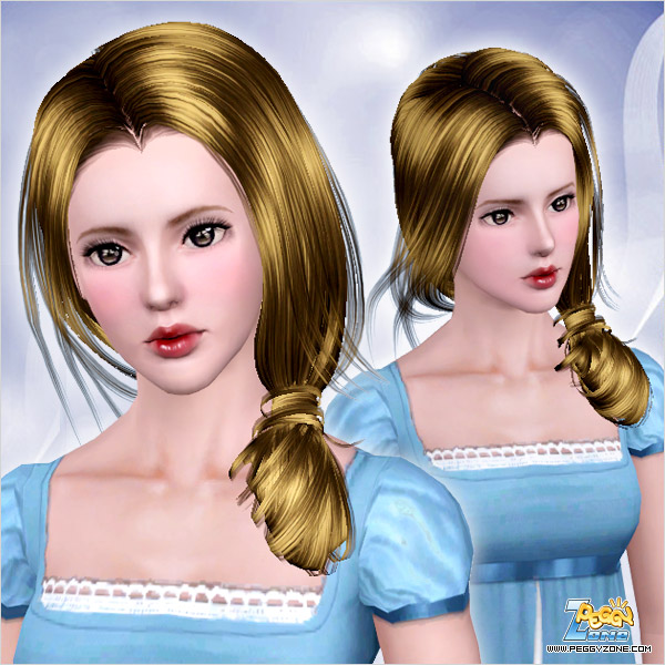 Innovative side ponytail hairstyle ID 754 by Peggy Zone for Sims 3