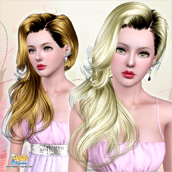 Side curly hairstyle ID 000037 by Peggy Zone for Sims 3