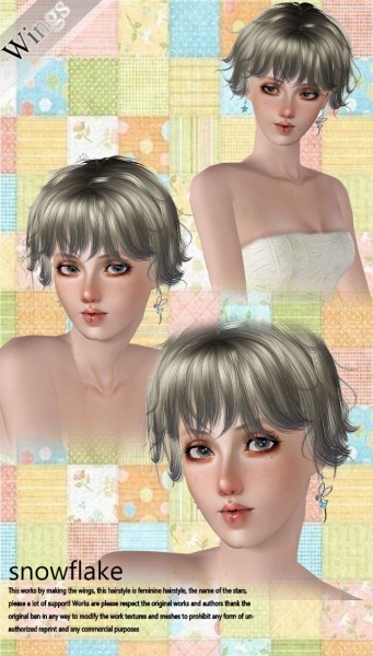Cute highlight hairstyle   Snowflake by Wings for Sims 3