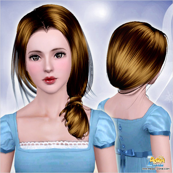 Innovative side ponytail hairstyle ID 754 by Peggy Zone for Sims 3