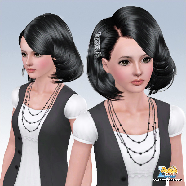 Bob with rhinestone clip hairstyle ID536 by Peggy Zone for Sims 3