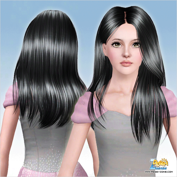 Shiny straight hairstyle ID 744 by Peggy Zone for Sims 3