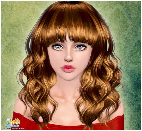 Curly long hair with bangs ID 886 by Peggy Zone for Sims 3