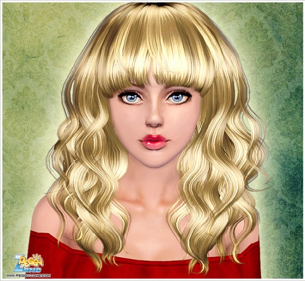 Curly long hair with bangs ID 886 by Peggy Zone for Sims 3