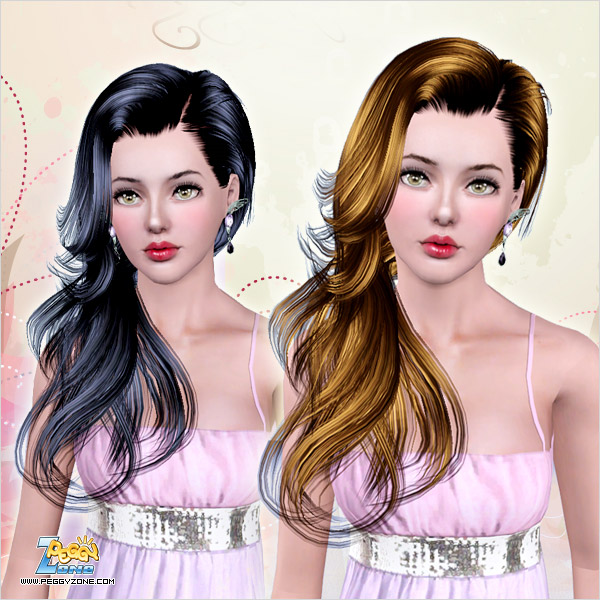 Side curly hairstyle ID 000037 by Peggy Zone for Sims 3