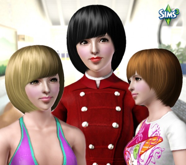 Round bob with bangs   Hair 22 by Raonjena for Sims 3