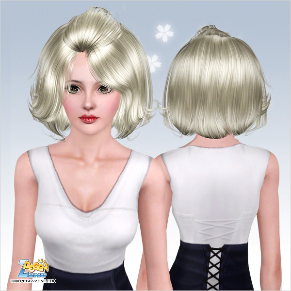 Super shiny medium bob hairstyle ID 659 by Peggy Zone for Sims 3
