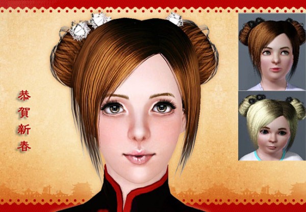 Asian hairstyle by Rose Sims for Sims 3