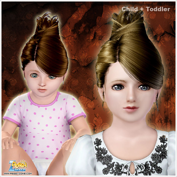 French bun hairstyle ID 863 by Peggy Zone for Sims 3
