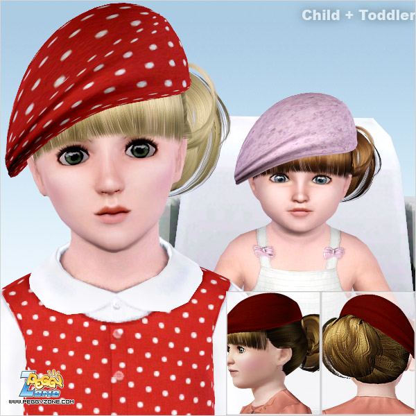 Small ponytail with cap hairstyle ID 407 by Peggy Zone for Sims 3