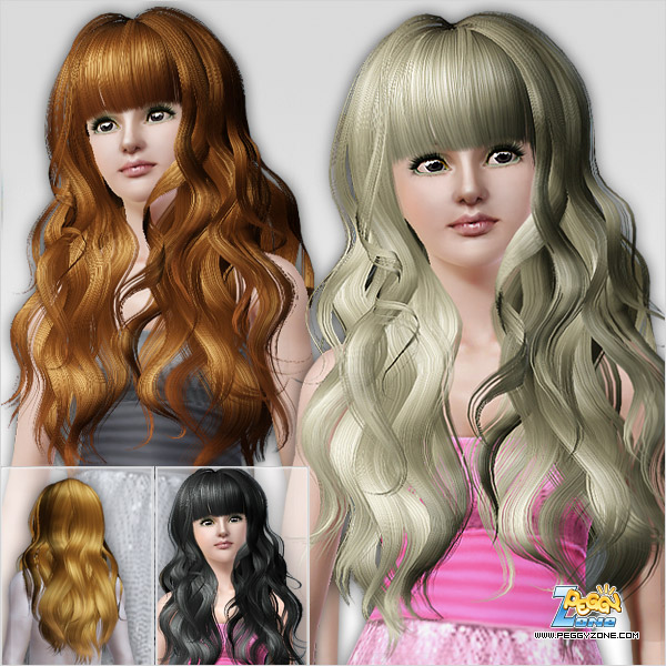 Special  Dimensional curls with bangs ID 000006 by Peggy Zone for Sims 3