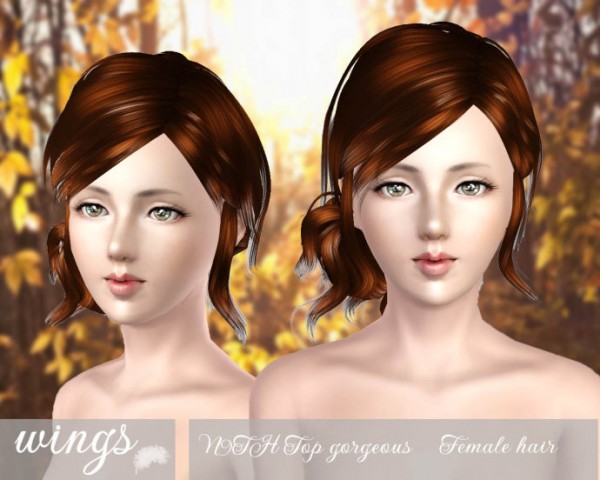 Tousled side bun   N9TH Top gorgeous by Wings for Sims 3