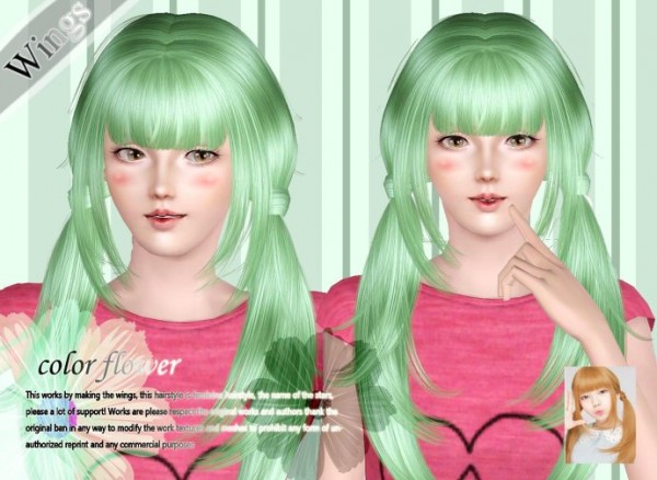 Two layered wrapped ponytail colorflower by Wings for Sims 3