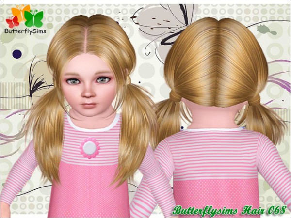 Double knotted messy ponytail hairstyle  Hair 68 by Butterfly for Sims 3