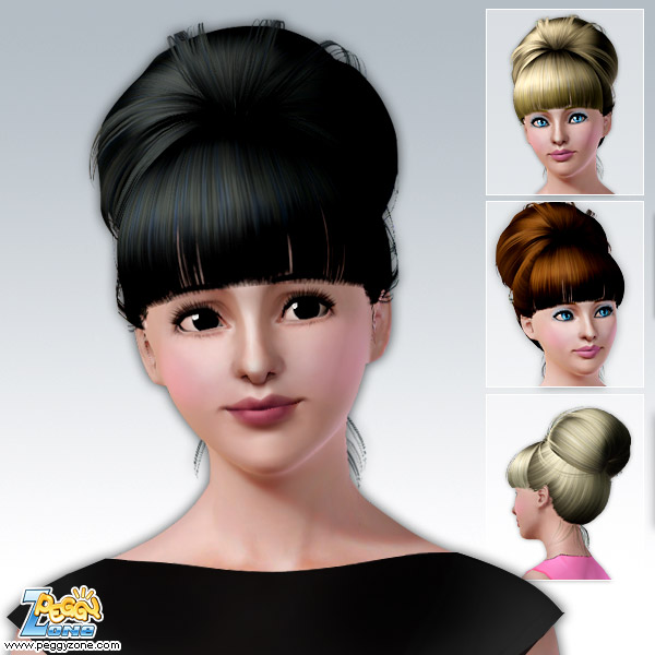 Topknot with bangs hairstyle ID 19 by Peggy Zone for Sims 3