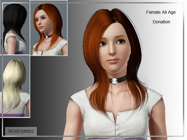Long and shiny hairstyle D 01 by Rose for Sims 3