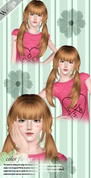 Two layered wrapped ponytail colorflower by Wings for Sims 3