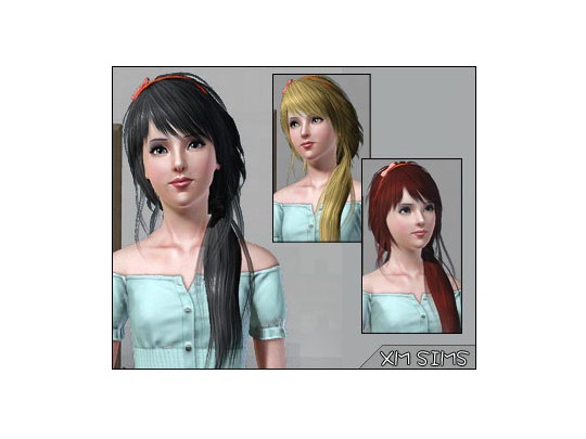 Choppy side ponytail    Flora Hair 028 by XM Sims for Sims 3