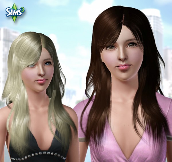 Asymmetric hairstyle with bangs   Hair 25 by Raonjena for Sims 3