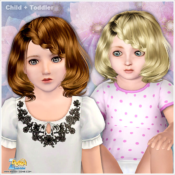 Braided bangs hairstyle ID 877 by Peggy Zone for Sims 3