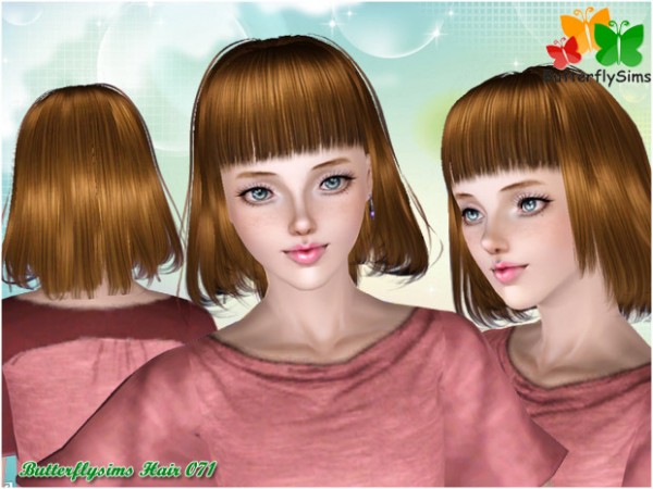 Looped bob with bangs hairstyle   Hair 71 by Butterfly for Sims 3