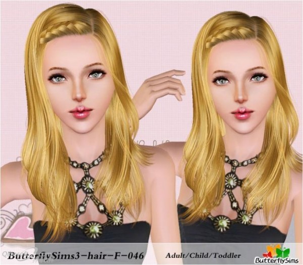 Braided bangs hairstyle   hair 46 by Butterfly for Sims 3